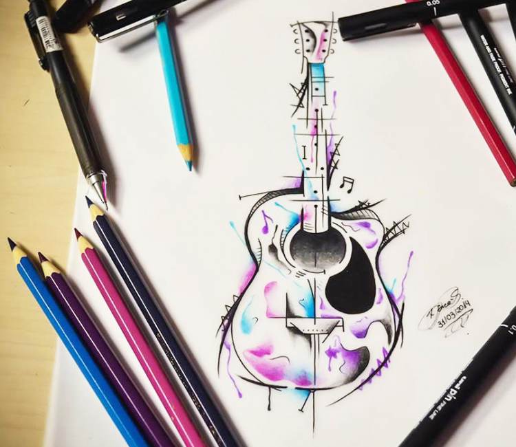 Pencil Drawing Electric Guitar, Concert... - Stock Illustration [100318446]  - PIXTA