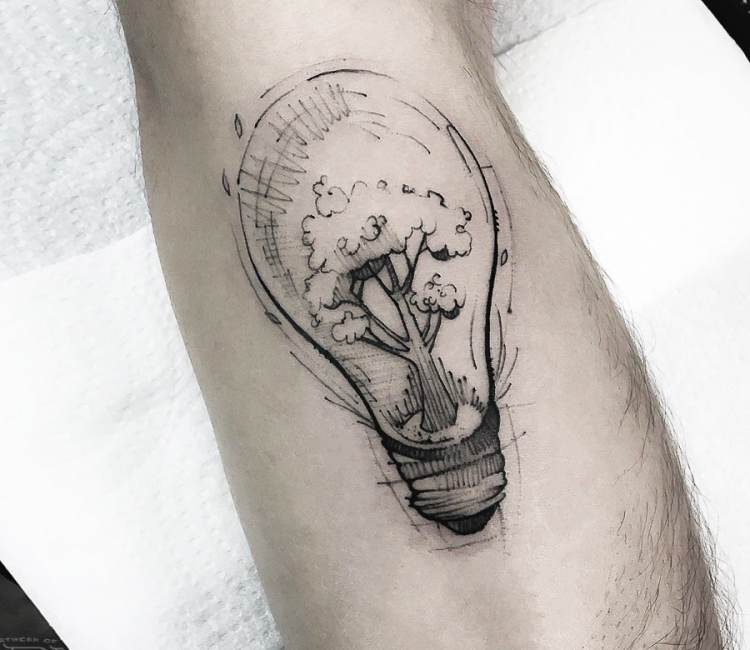 Tree in Bulb tattoo by Dener Silva | Post 18756