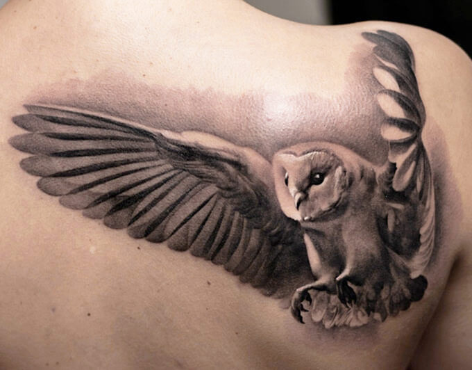 Mystic Eye Tattoo : Tattoos : Animal : Realistic Owl with Colored Details
