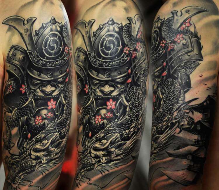 Japanese Samurai War Mask Tattoo by Gigi McQueen TattooNOW