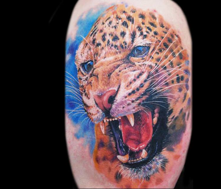 Leopard tattoo stock vector. Illustration of endangered - 75046906