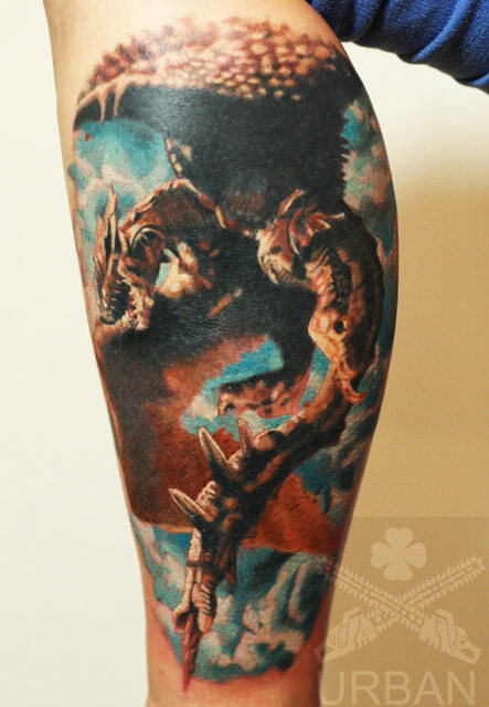 Temporary Tattoo Large 3D Dragon Head Removable Arm Leg 7.5 inch | eBay