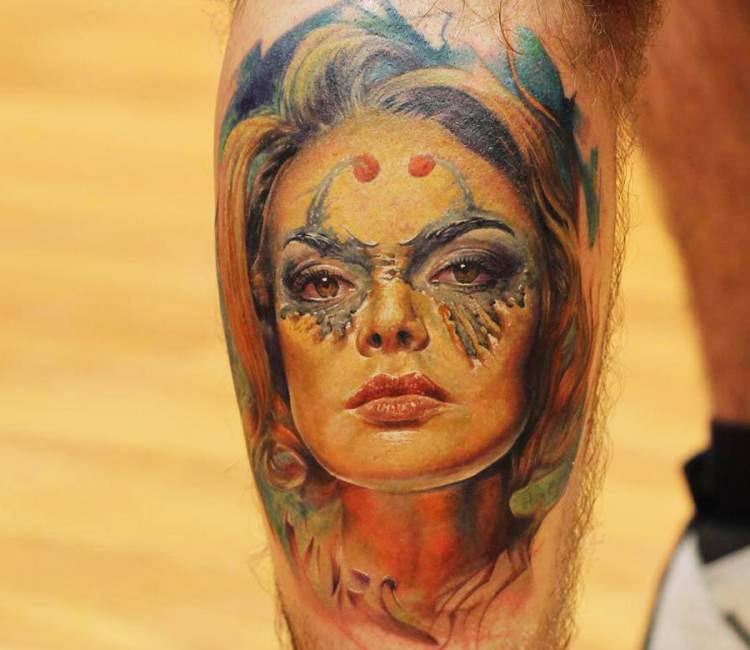 Woman face tattoo by Dmitry Vision | Post 14176