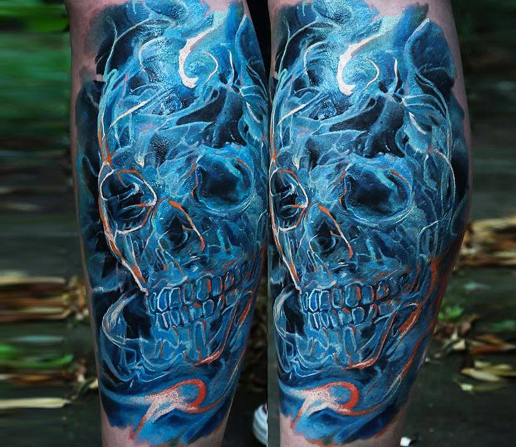 Blue Skull Tattoo  Custom Tattoos by Matt Heft wwwMattHeft  Matt Heft   Flickr