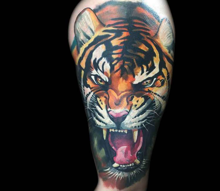 Wild Tiger tattoo by Khan Tattoo | Post 15243 | Wild tiger tattoo, Tiger  tattoo, Elephant tattoos