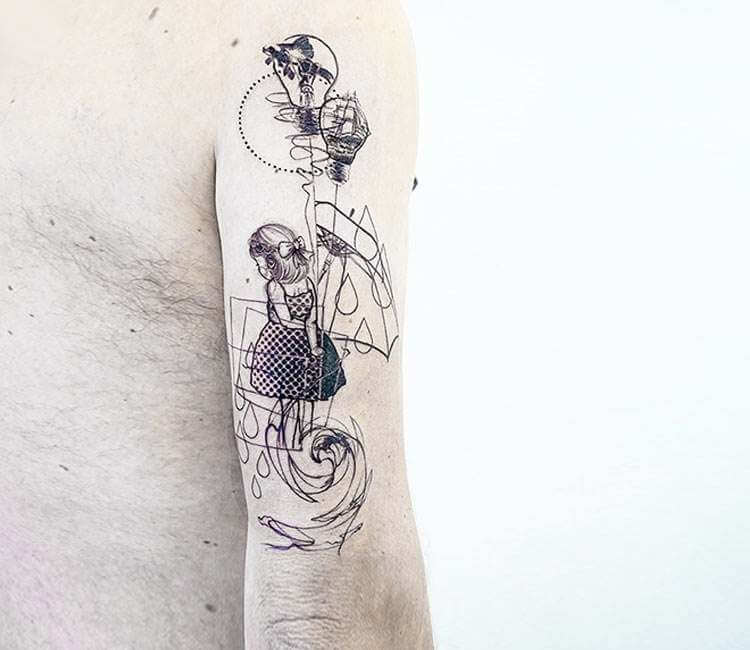 Girl with Balloons tattoo by Doodling Blue | Post 23543