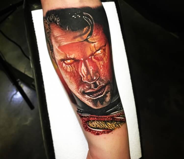 Man of steel tattoo done by Troy lane at tattoos by Lou Miami