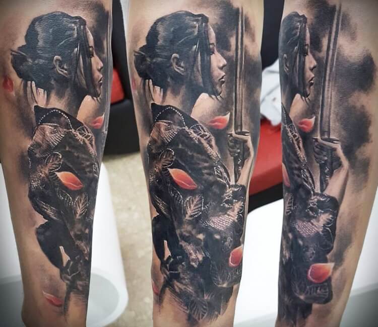 Wallpaper : samurai, GUWEIZ, tattoo, hat, back, women, warrior, fantasy girl  1920x1080 - Jimp - 1512269 - HD Wallpapers - WallHere