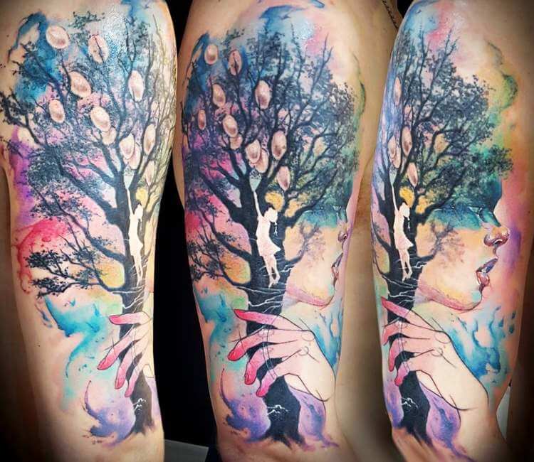 Tree face tattoo by El Mago Tattoo
