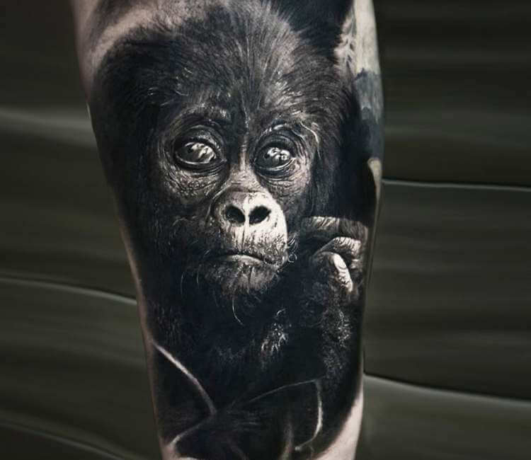 Shades of Grey Tattoo | Bad ass little chimp tattoo done by devo. Check out  more of his work @devo1art @worldfamousink #worldfamousink @hextat #hextat  @hustl... | Instagram