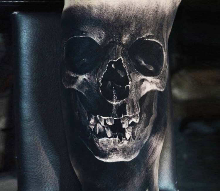 Dark realism from Eliot Kohek  iNKPPL Tattoo Magazine  iNKPPL  Black  skull tattoo Bull skull tattoos Skull tattoo design