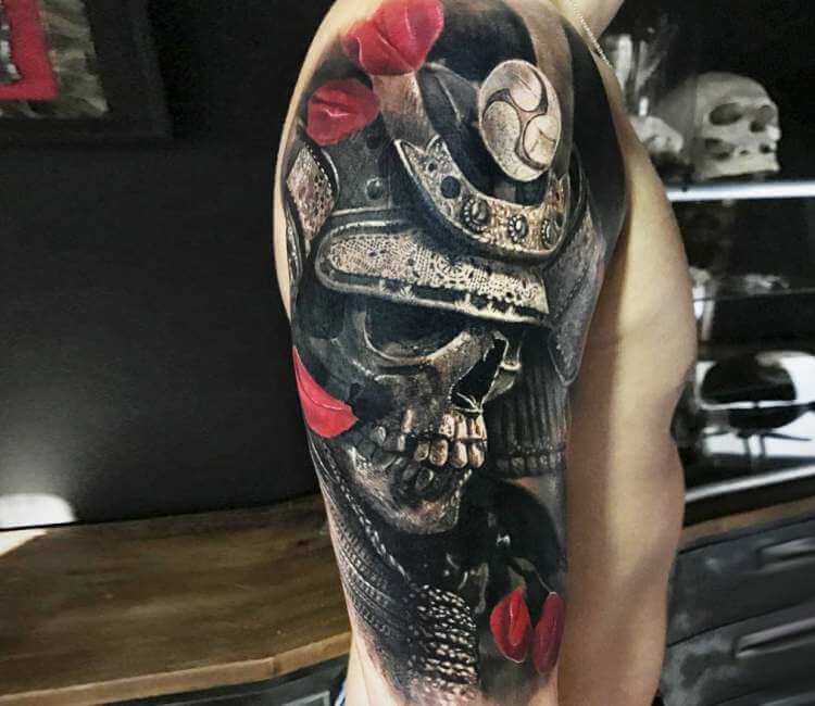 Rate This Skull Tattoo 1 to 100  Samurai tattoo sleeve Warrior tattoos Samurai  tattoo