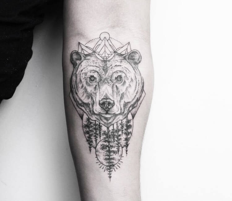 black bear face tattoo