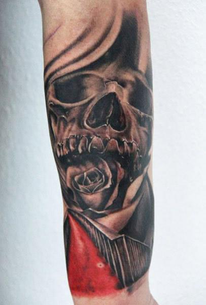 Filled a gap on the back of Dan's forearm last week, based on his reference  💀 Made at @sinkorswimtattoo.sandgate #stippletattoo… | Instagram