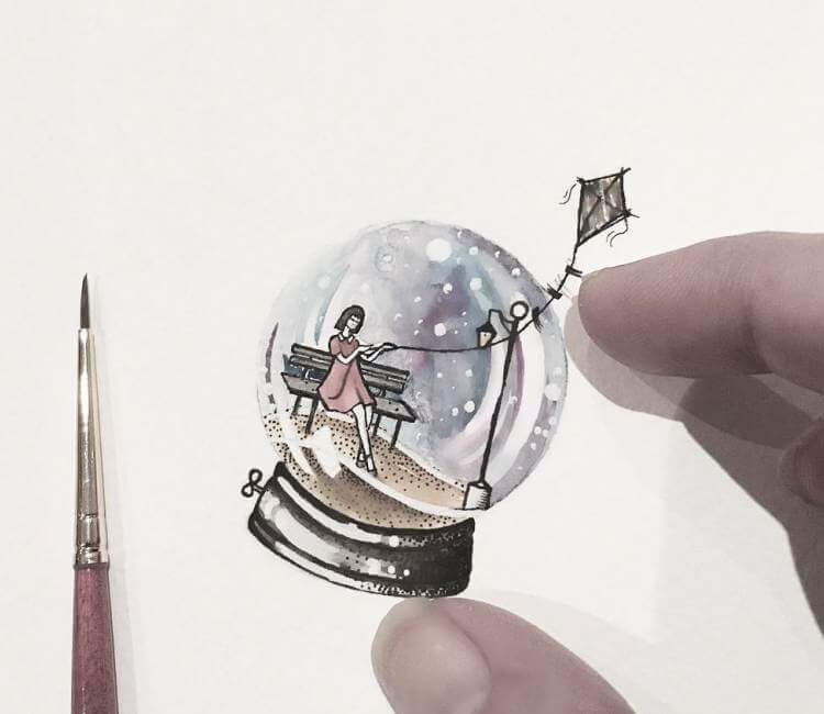 Snowglobe with tiny house