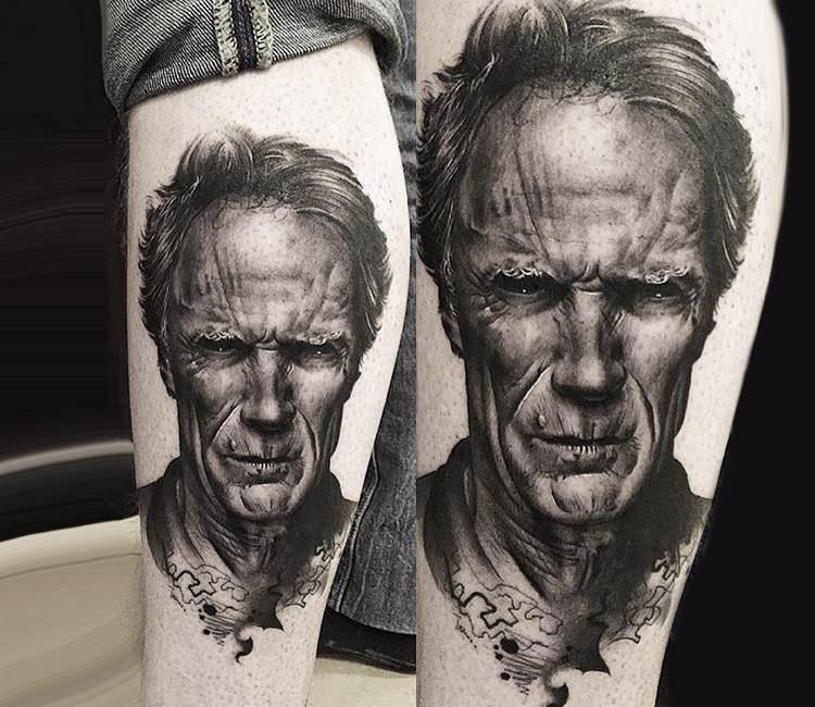 Arm Portrait Gun Clint Eastwood Tattoo by Corpus Del Ars