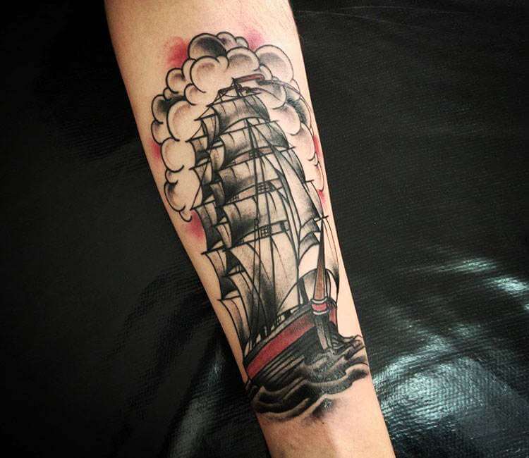Detailed old ship tattoo - Tattoogrid.net