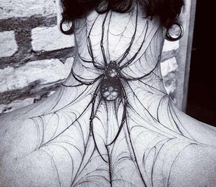 Side Spider Web tattoo men at theYoucom