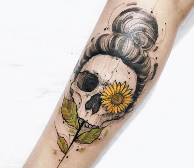 Sunflower Tattoo On Elbow