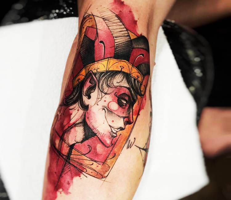 Joker Head With Joker Card Tattoo On Full Body