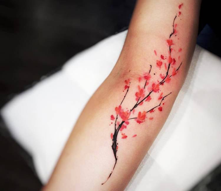 55 Superb Cherry Blossom Tattoos On Shoulder  Tattoo Designs   TattoosBagcom