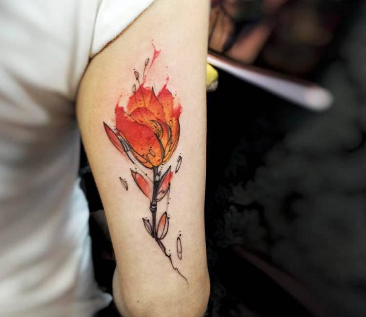 Flower Tattoo By Felipe Rodrigues