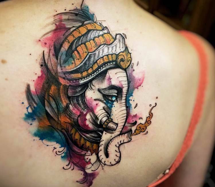 Ganesha tattoo done with Mandala style is really awesome