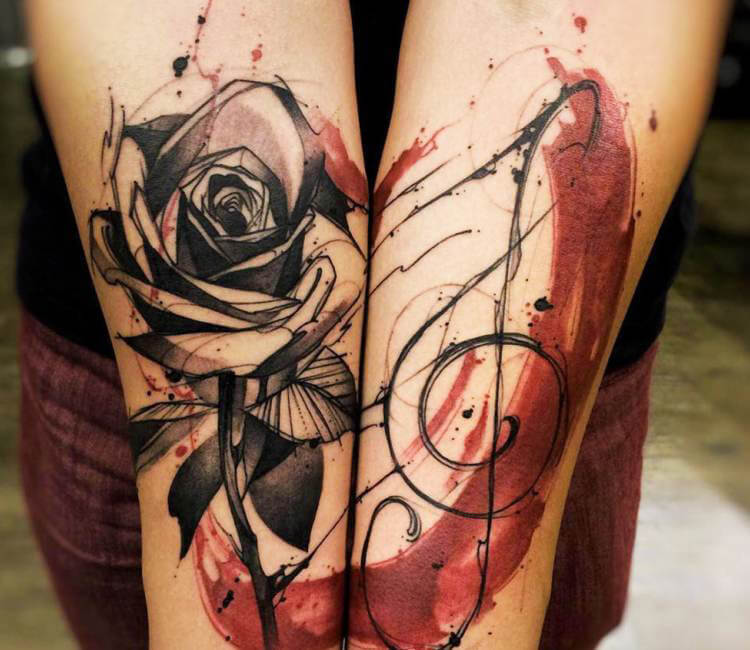 Rose and treble clef tattoo 2 by Nonnyarie on DeviantArt
