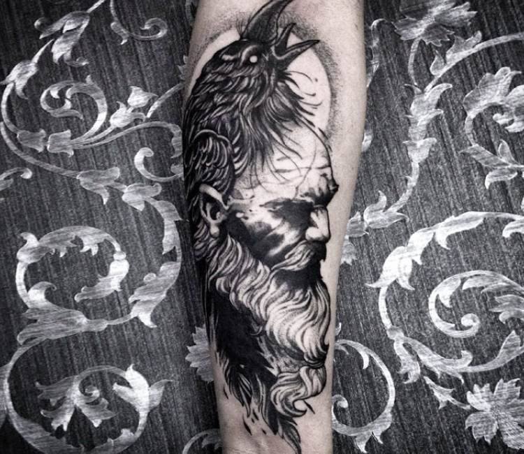 Black and Gray Old Crow Man tattoo by Fredao Oliveira from Brazil  Post  14241