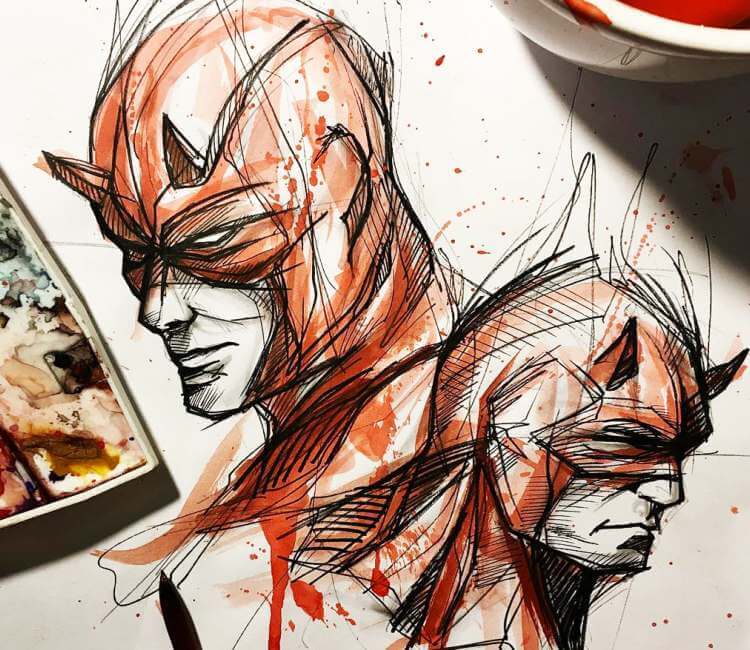 Featured image of post Daredevil Drawing Sketch How to draw daredevil face