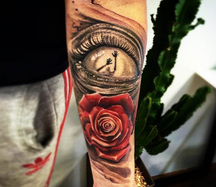 Rose and eye tattoo by jonas  Tattoogridnet