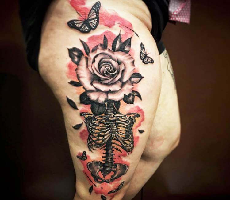 Tattoo Galleries  World Tattoo Gallery  Skeleton tattoos Skull thigh  tattoos Body tattoos
