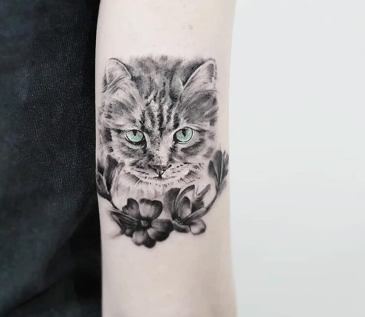 Mystic Eye Tattoo  Tattoos  Flower  Black Cat with Flowers in Color