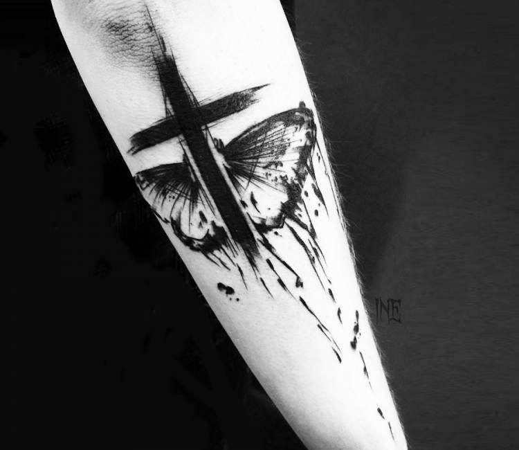 Butterfly Cross  Custom Tattooing by Ainslie Heilich of Vin  Flickr