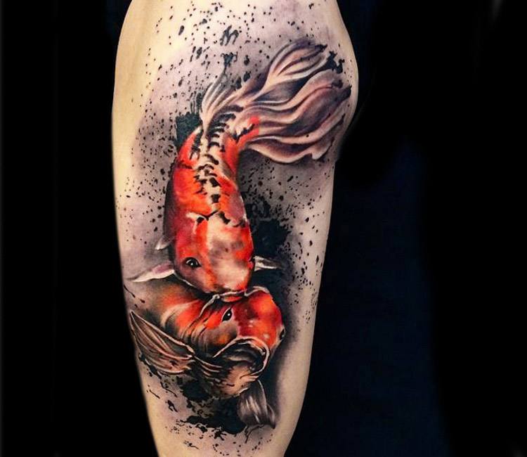 red koi fish tattoo style