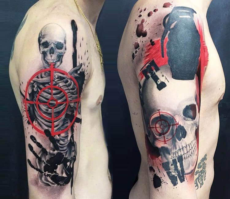 Two Skeletons Hugging Tattoo
