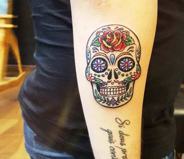Sugar Skull with Cross – Tattooed Now !