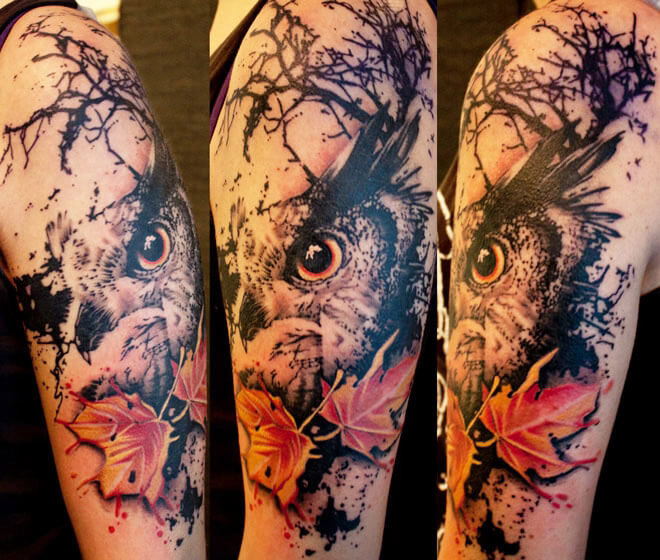 View Owl Tattoo Abstract PNG