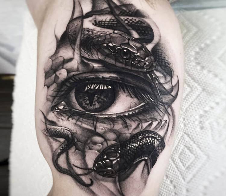 Medusa snake tattoo, tattoo sketch#15
