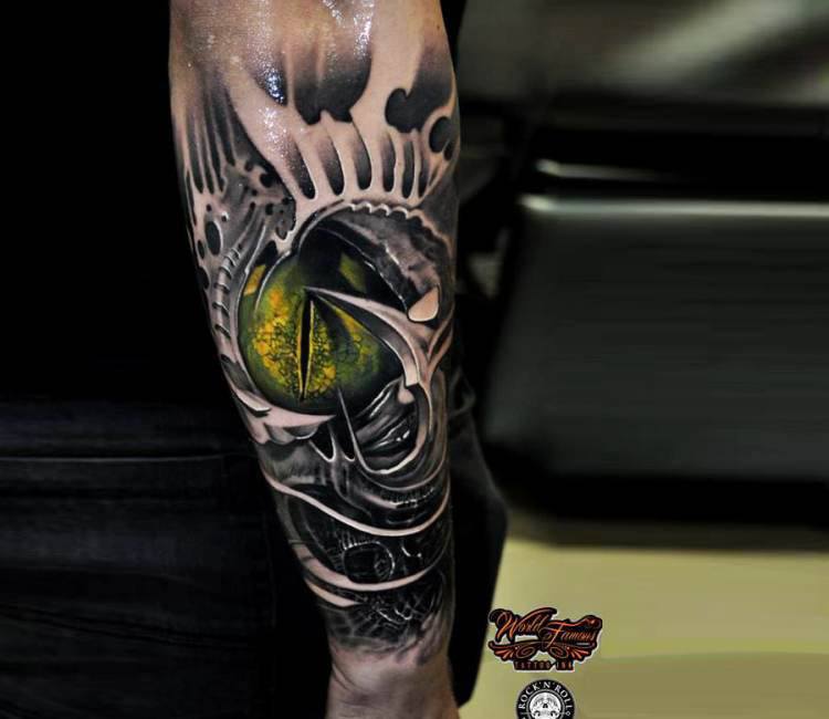 Dragon Eye with Sinew and Spikes Under Skin Temporary Sleeve Tattoos  WannaBeInkcom