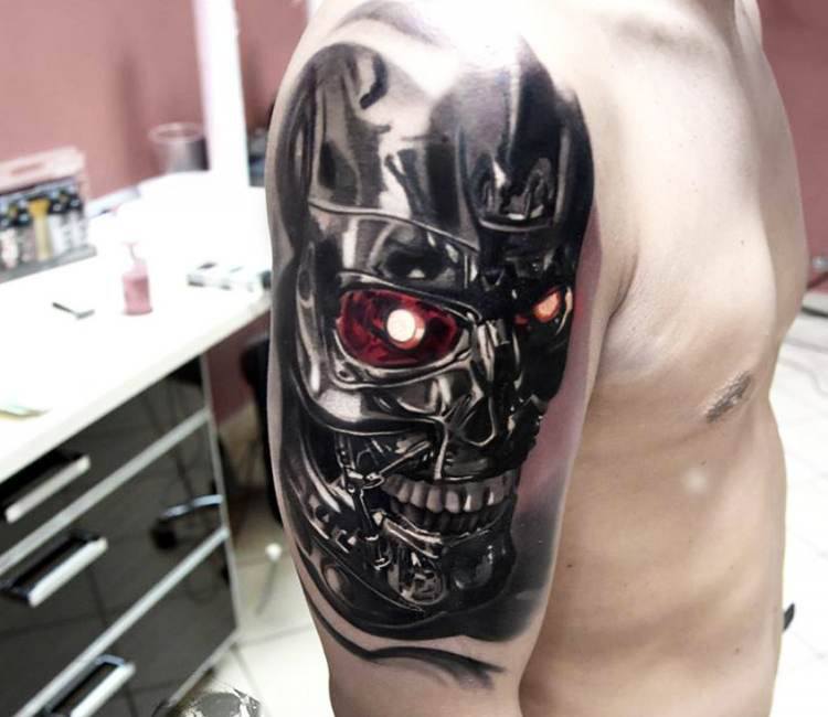 Terminator tattoo art  Terminator tattoo Skin tear tattoo 3d tattoo
