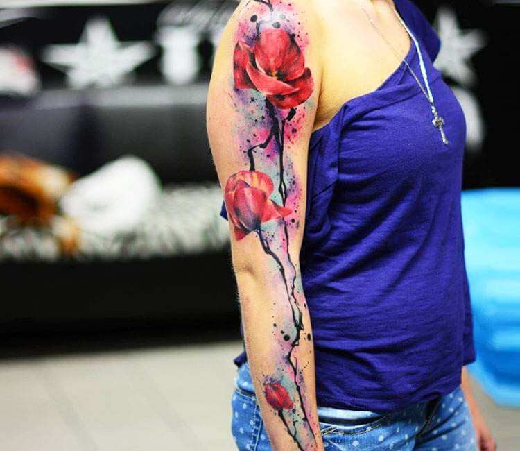 100 Realistic Poppy Chest Sleeve Tattoo Design png  jpg 2023