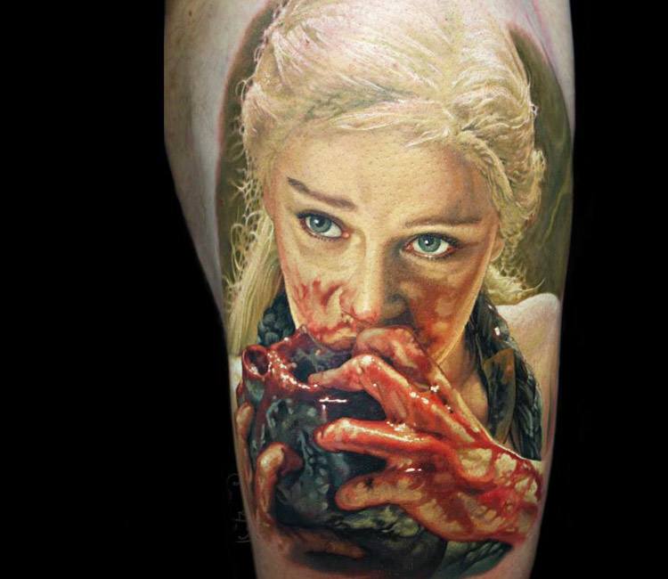 zombie eating heart tattoo
