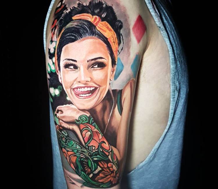 Pin Up model tattoo by Jason Baker