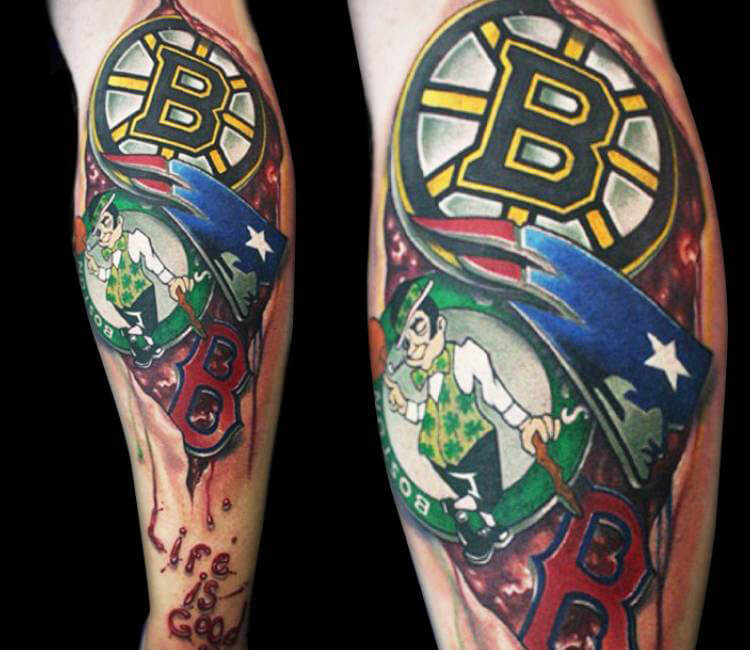 Boston Sports Teams Tatoo RedSox Patriots Bruins Celitics  Red sox  tattoo Boston red sox tattoos Red sox nation