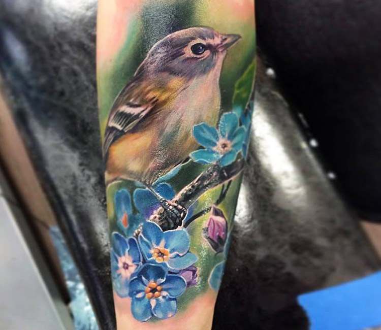 Iron Lotus Tattoo  Body Piercing  Little yellow bird on a pussy willow  branch  Facebook