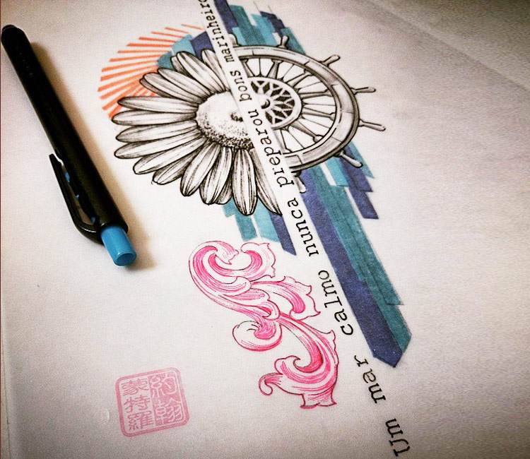 Ship wheel tattoo design | Old school tattoo, Sailor jerry tattoos, Ship  wheel tattoo