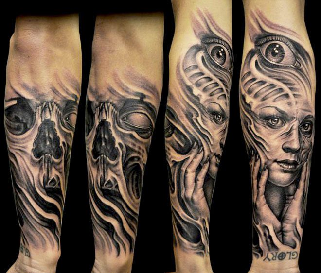Fantasy Skull Eye Neck Tattoo by Josh Duffy Tattoo