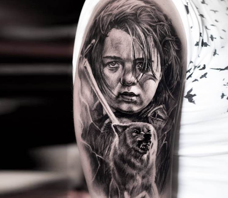 Arya Stark tattoo by Julien Thibers