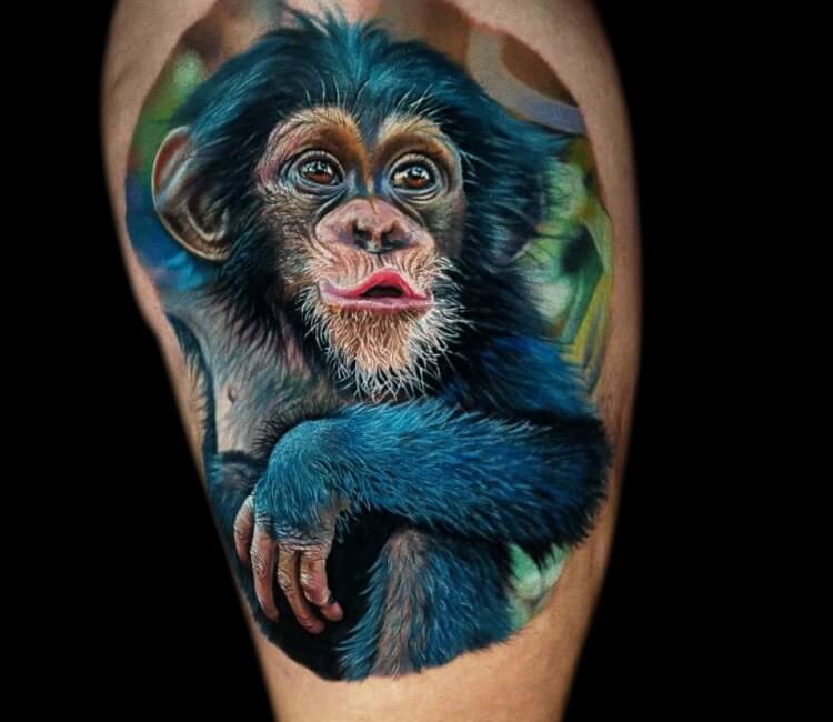 Jolly chimp by Christos done at Wild Zero in Morgantown, WV : r/tattoos